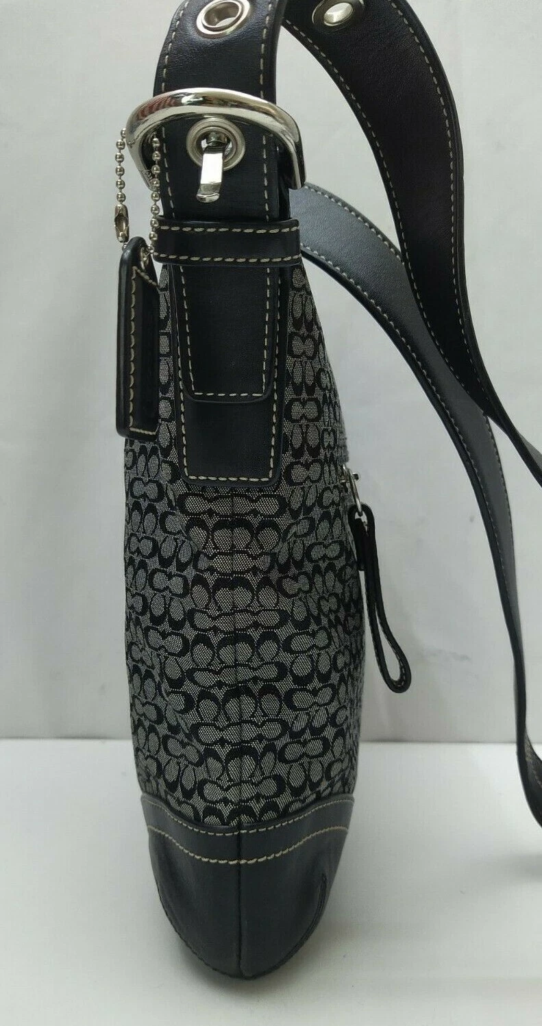 Borsa a tracolla Coach Nera Firma Mini C in pelle finiture in pelle tasca esterna