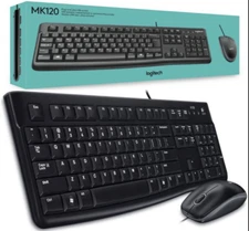Logitech MK120 K120 Wired USB Keyboard Mouse Desktop Combo Set