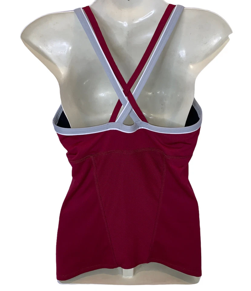 Camiseta deportiva a rayas gris borgoña K-SWISS para mujer correa sin mangas talla M forro elástico Foto 3 de 4