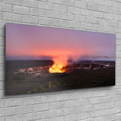 Glasbilder Wandbild Deko Bilder XL Foto Bild 120x60 Vulkan Eruption Lava See