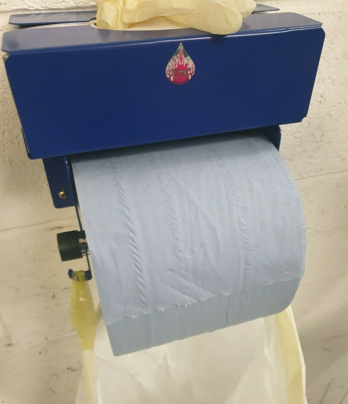 Organizer Blue Roll Paper Holder with vinyl glove box holder & bin bag
