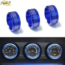 Blue Aluminum AC Climate Control Knob Ring Covers Fit For Subaru Impreza WRX/STi