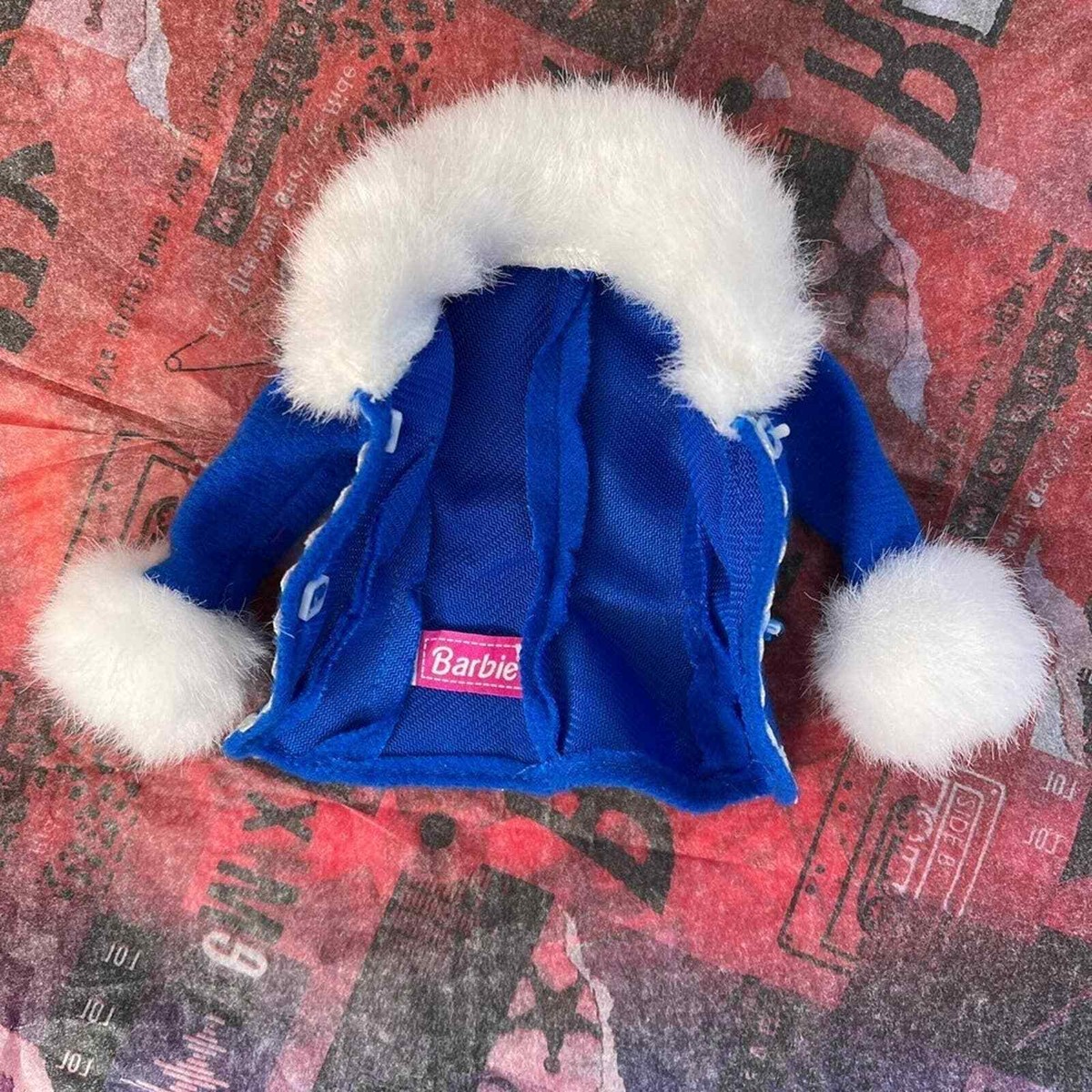 Vintage Fashion Avenue Blue Blazer White Fur Jacket 90s Barbie