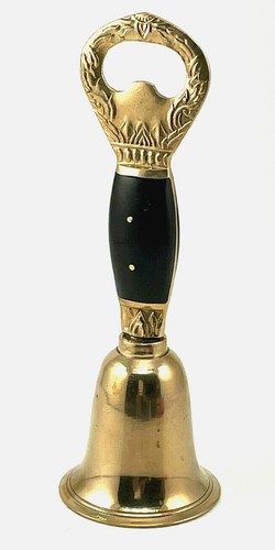 VINTAGE 5-1/2" TALL ORNATE BRASS BOTTLE OPENER & BAR SERVICE CALL BELL