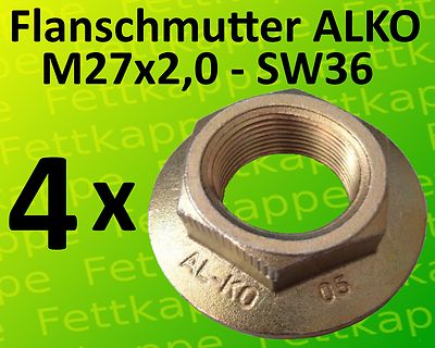 4x AL-KO Flanschmutter selbstsichernd M27 x 2,0 - SW36 - ALKO Artikel Nr. 582506