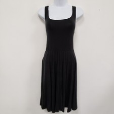 Quince Womens Square Neck Tencel Dress Size M Neutral Stretch Minimalist Capsule