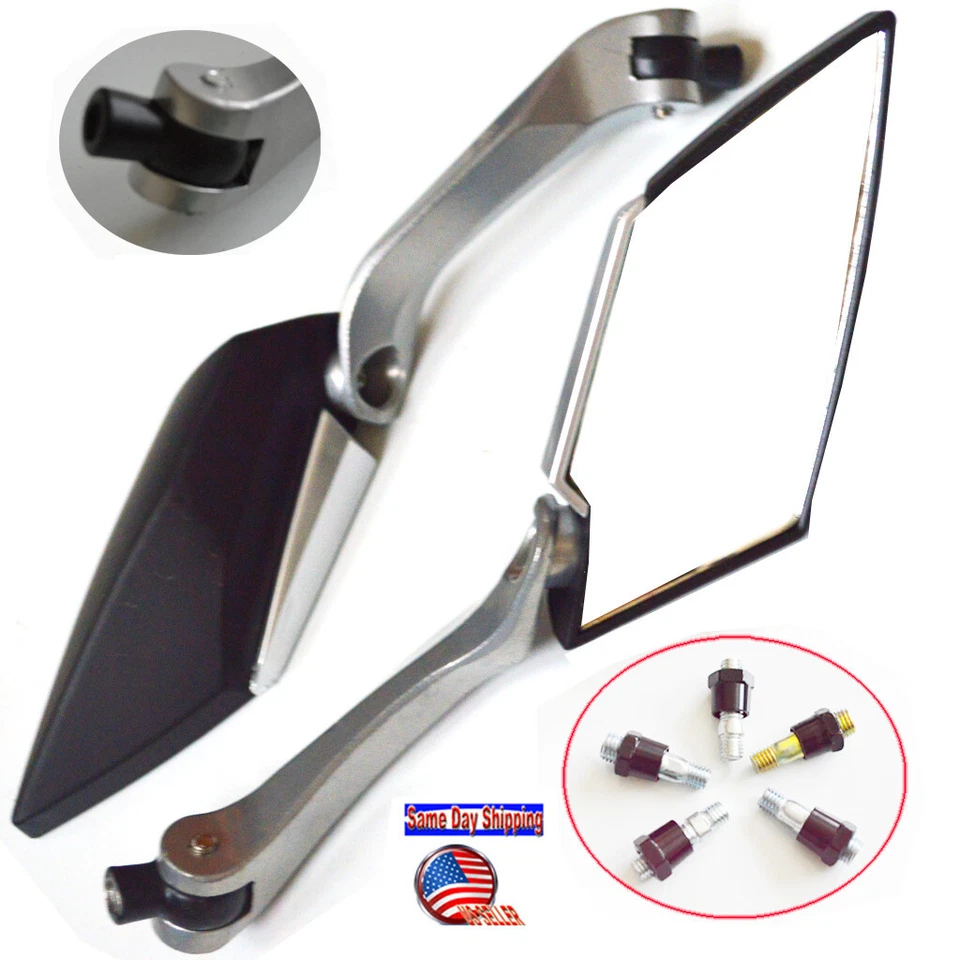 Par de espejos retrovisores laterales universales Black Diamond para motocicleta 8 mm 10 mm Foto 2 de 4