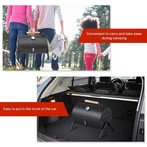 Portable Charcoal Grill with Lid Tabletop Barbecue BBQ Smoker Outdoor Camping - Picture 10 of 14