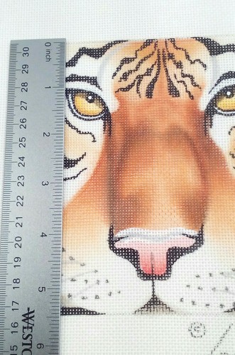 LEIGH needlepoint HP handpaint canvas TIGER 3511 Coaster face 5.5"x5.5" 18mesh - Picture 4 of 4