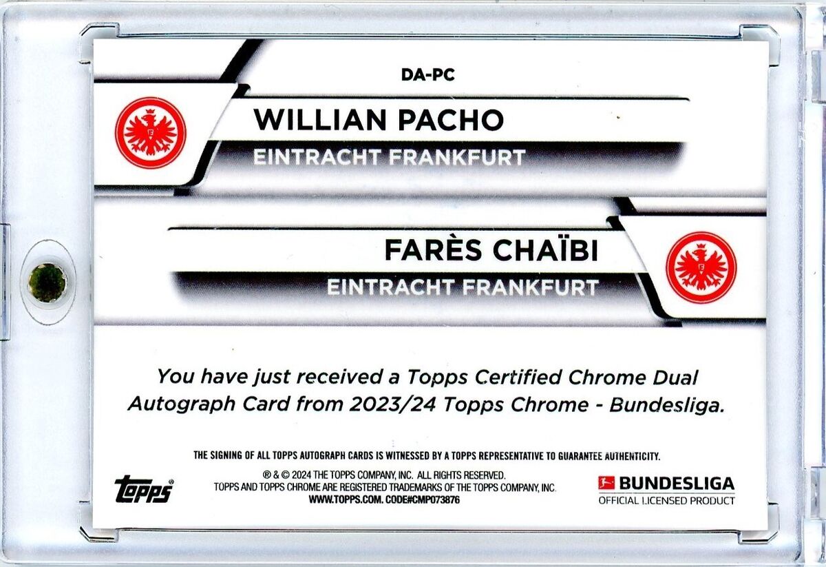 2024 Topps Chrome Bundesliga Willian Pacho Fares Chaibi Dual 2024 Topps Chrome Bundesliga Willian Pacho Fares Chaibi Dual
