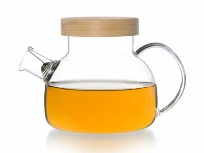 tea4chill Teekanne / Kaffeekanne / Glaskanne 900ml mit Holzdeckel + Spiralsieb