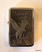 Windproof Flip Refillable flint POW Patriotic Lighter Biker Style American Eagle