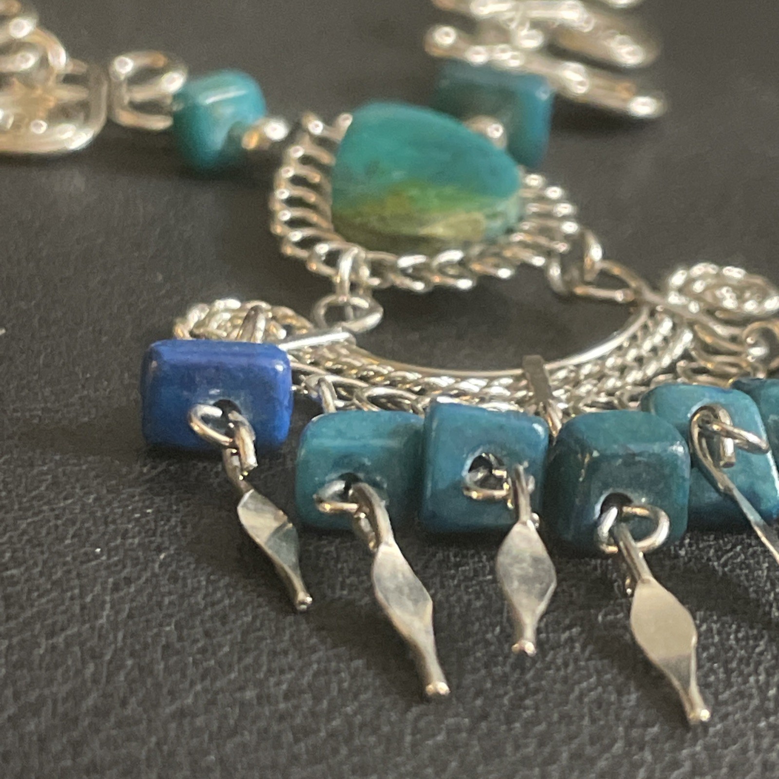 Andean Style Statement Necklace Simulated Turquoi… - image 5