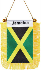 Jamaica Window Hanging Flag,Mini Jamaican Car Flag with Pole Tassel Suction Cup