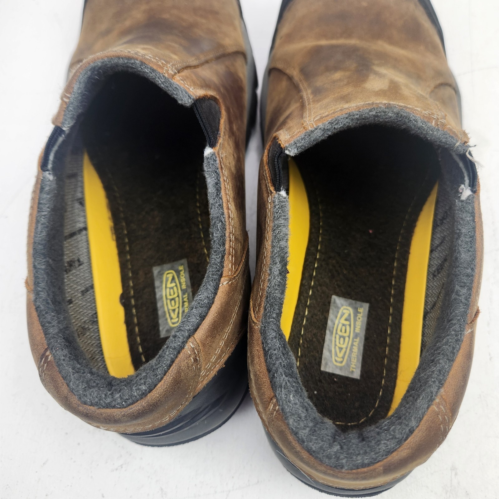 Scarpe da lavoro basse antiscivolo Keen Brixen in pelle marrone IMPERMEABILI taglia 12 ISOLATE