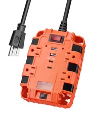 Magnetic Power Strip with 1080J Surge Protection, 4 AC Outlets, 2 USB-A  2 U...