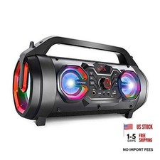 Portable Bluetooth Speaker with Subwoofer, Wireless Speakers with Black Orange