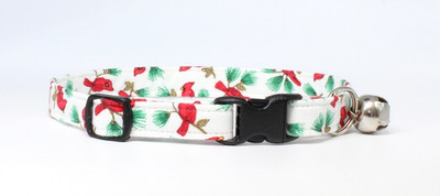 NEW HANDMADE BREAKAWAY SAFETY CAT COLLAR ~ Christmas Cardinals