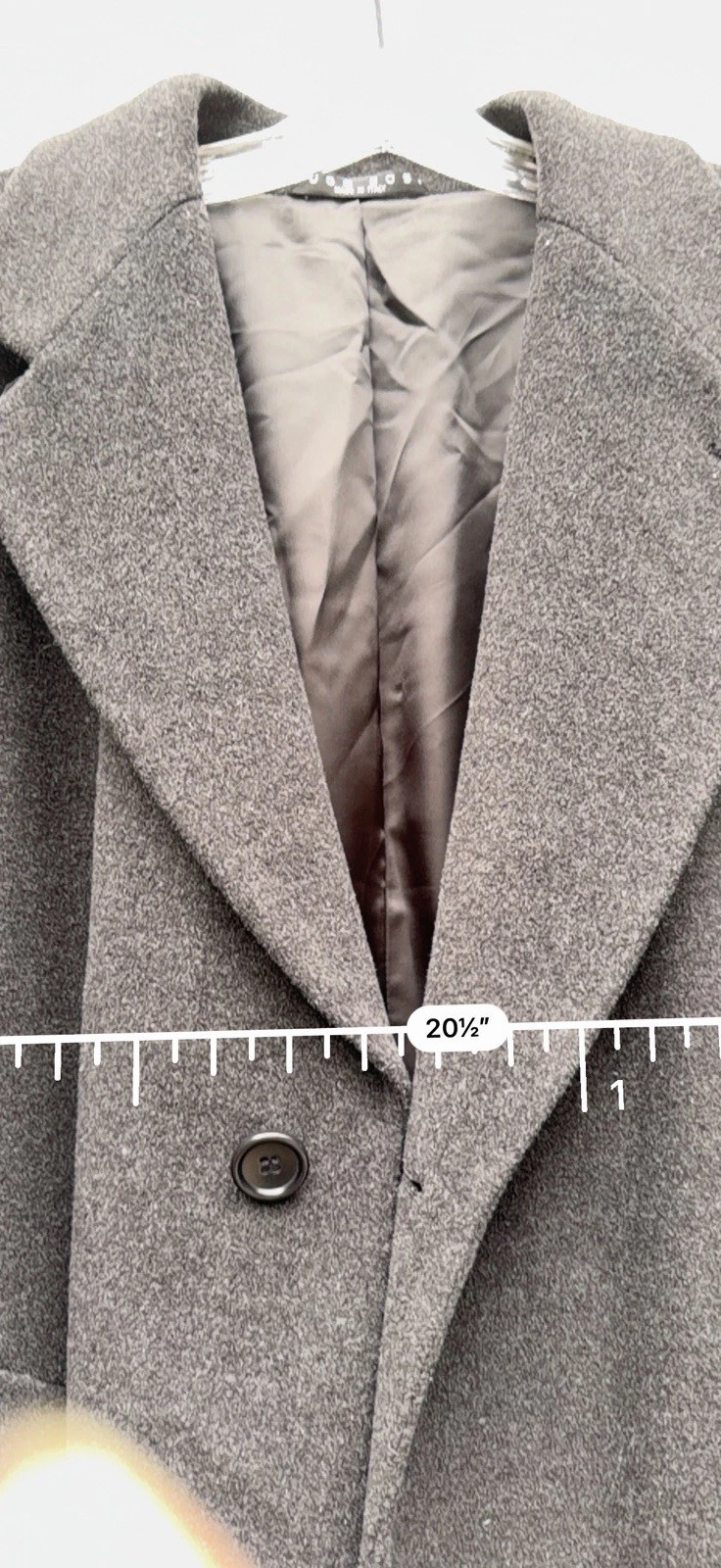 Vintage Hugo Boss Men's Gray Long Wool Overcoat Size 40L Lined Pockets Notch - product detail image 8
