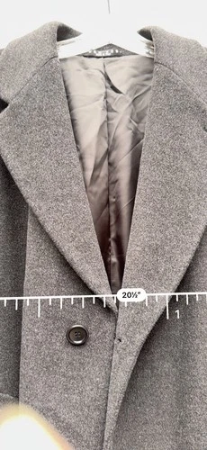 Vintage Hugo Boss Men's Gray Long Wool Overcoat Size 40L Lined Pockets Notch image 8