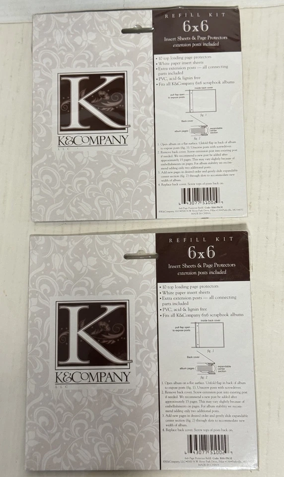 K&Company 6 x 6 White Insert Sheets & Page Protectors  LOT of 2 pks - Image 3 of 4
