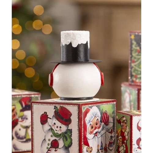 Vintage Surprised Snowman Container by Bethany Lowe Designs - Picture 3 of 5