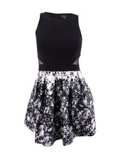 Xscape Women's Printed Fit & Flare Dress (8, Black/Pink)