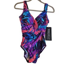 NEW Miraclesuit 8 Revele Slimming Underwire Bra One Piece Swimsuit Tropical