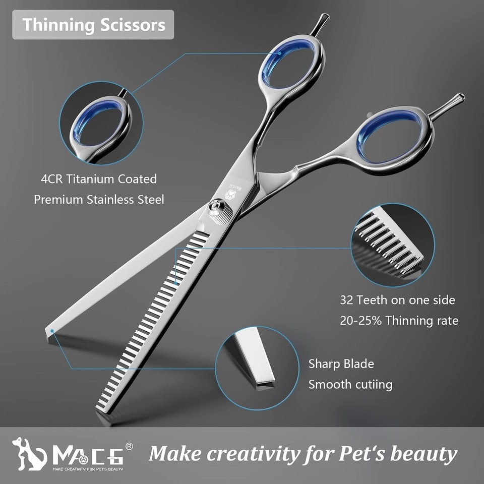 Professional Dog Grooming Scissors Set Round Tip Curved Straight ...