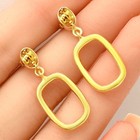 18K Gold Plated Brass Oval Frame Gemstone Earrings – Wholesale Jewelry TGE1009