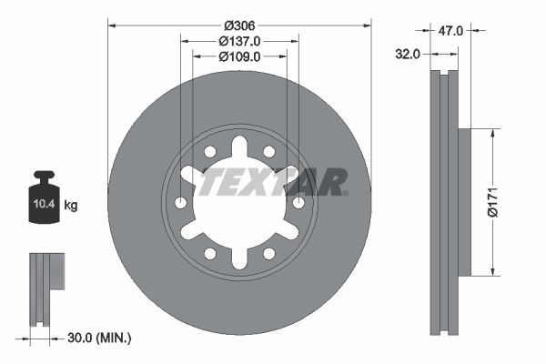 2X Textar Bremsscheibe 92138300 Passend FüR Nissan-image