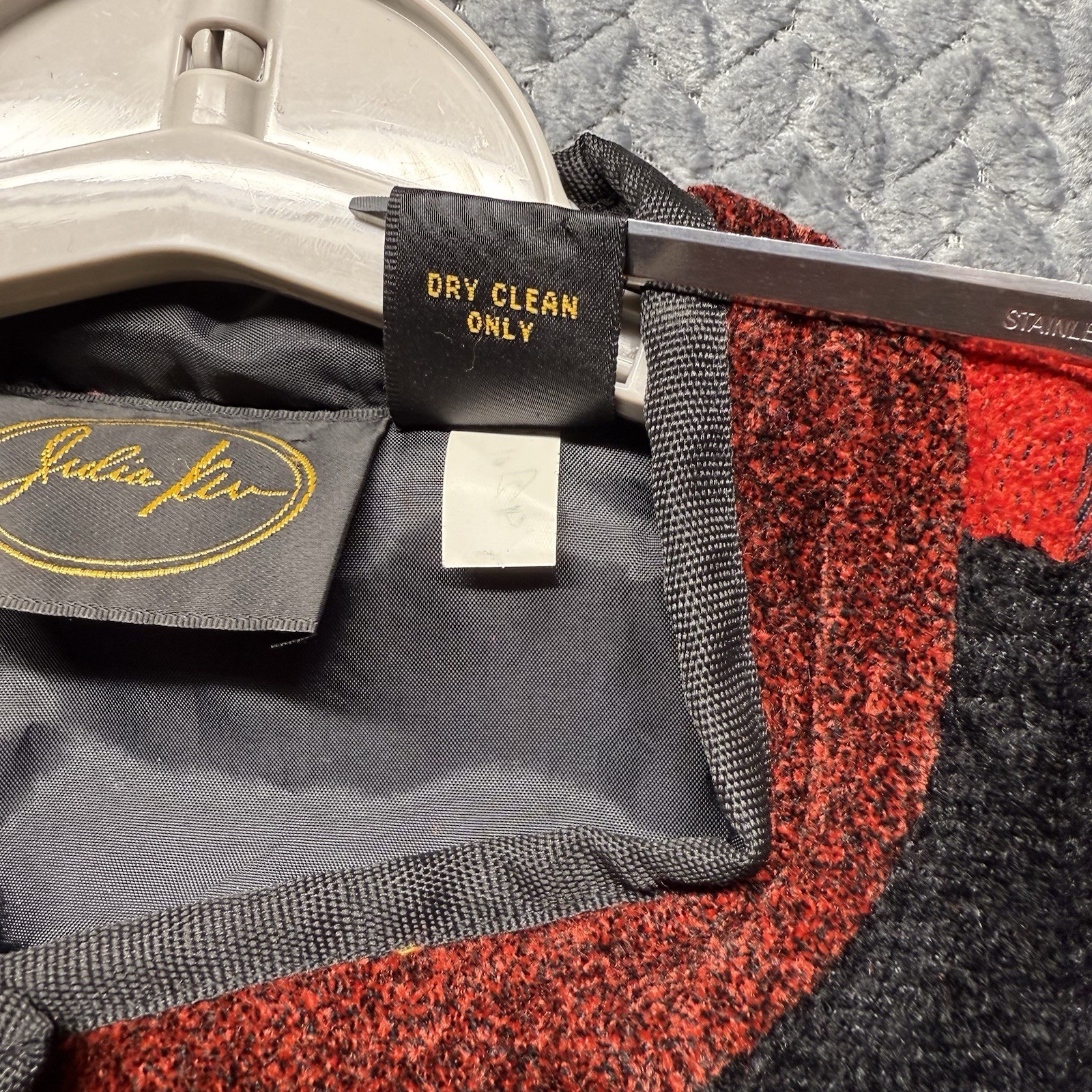 Julia Kim Patchwork Chenille Jacket M Red Tapestr… - image 10