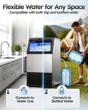 200lbs/24H Commercial Ice Maker with 33lbs Ice Storage 2 Water Inlet Under Count