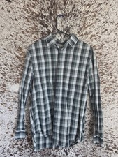Express Men's Extra Slim Plaid Long Sleeve Button-Up Shirt Gray Black White M