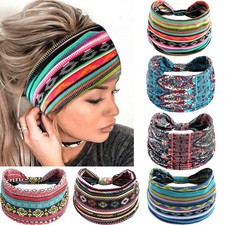 6 Pack Boho Headbands for Women Fashion Stretch Wide Hair Bands Knotted Turba...