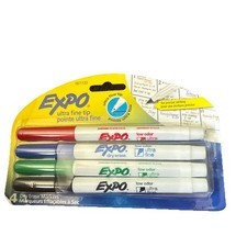 EXPO Low-Odor Dry-Erase Marker Ultra Fine Point Assorted 4 Pack T3