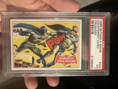1966 Topps Batman Red Bat #42A Counterfeit Caped Crusader — PSA 7