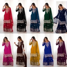 INDIAN SALWAR KAMEEZ PAKISTANI WEDDING PARTY DRESS WEAR BOLLYWOOD SUIT SHARARA