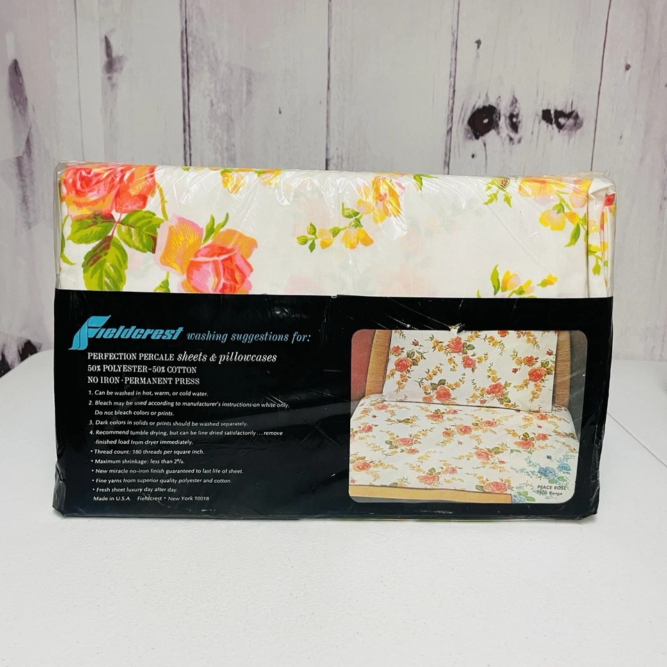 Vintage Fieldcrest Luxury Percale Queen Flat Sheet Floral No Iron - Image 2 of 2