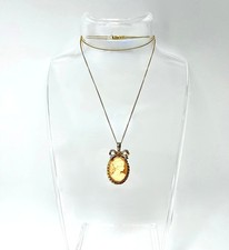 Minimalistische Vintage Cameo Kette AMERIK vergoldet, Muschel Gemme, Schleifen