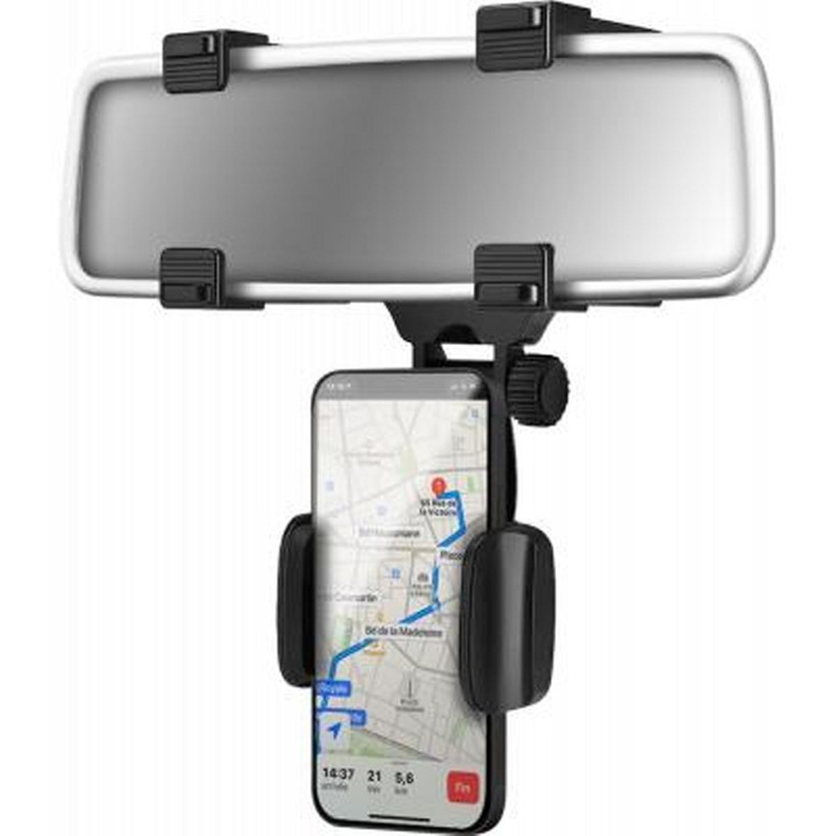 Support smartphone de voiture pour rétroviseur rotatif 360 anti-vibration en ABS