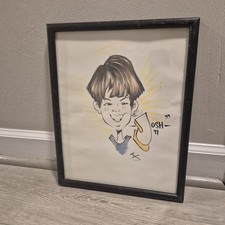 Original Caricature Drawing of Boy Playing Football, Signed Vincent — listing 5