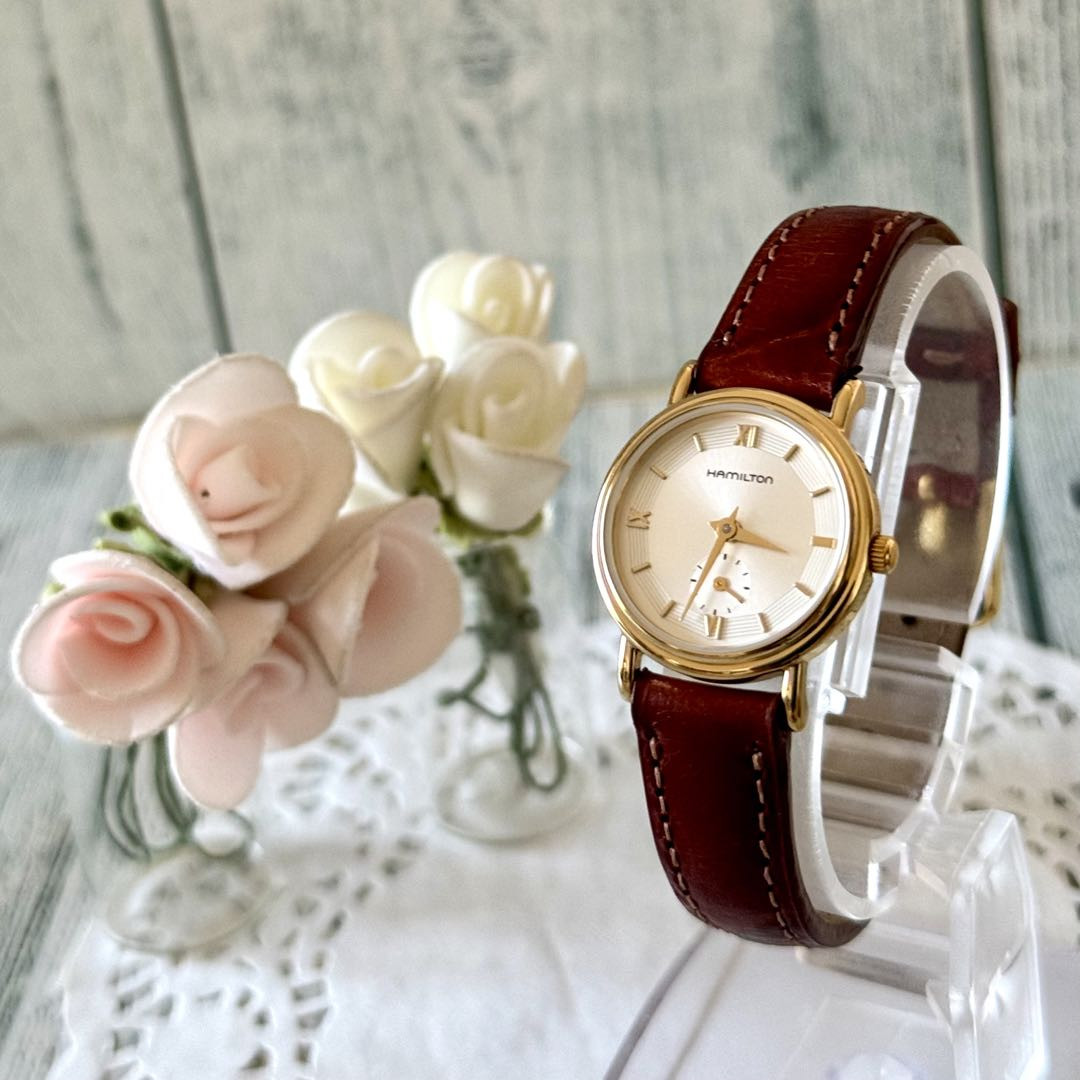 Hamilton 6208 Analog Quartz Women Battery Replaced Watch Gold Smo