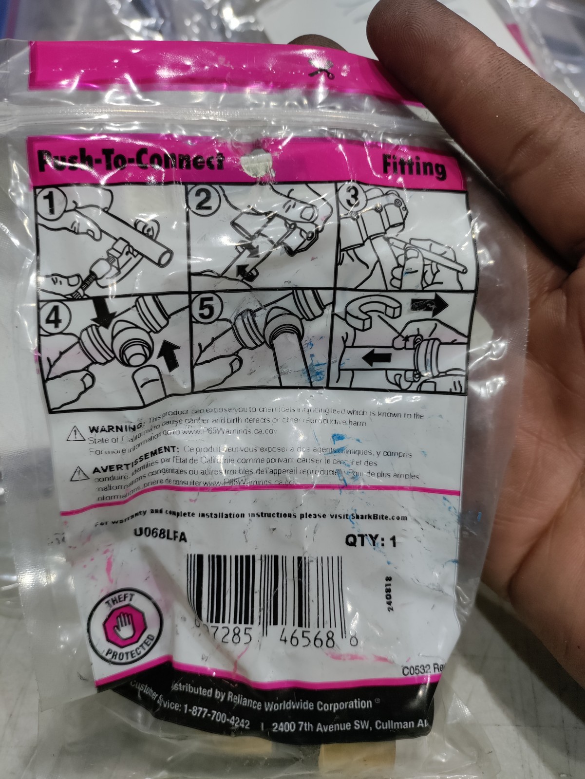 SharkBite U068LFA / Pink 1/2 in x 3/4 in FNPT Female Adapter