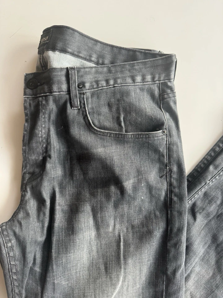 Pantalones de mezclilla rectos grises para hombre Hudson Byron, talla 36, elásticos tiro medio Foto 2 de 4