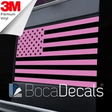 BocaDecals Rear Window American Flag Decal 2009-2025 Dodge RAM (Soft Pink)