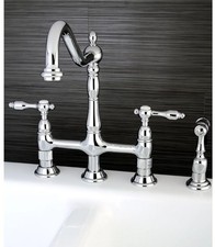 Kingston Brass Tudor 1.8 GPM Bridge Kitchen Faucet In Chrome Finish KS1271TALBS