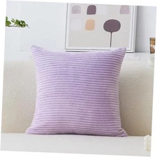  Euro Sham Cover Large Striped Plush Corduroy 24" x 24" (Pack of 1) Lavender