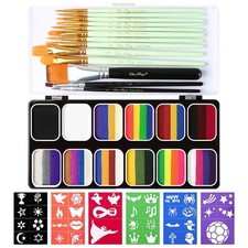 39 Colors Professional Face Painting Kit with 6 Stencils and 13 Brushes