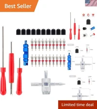 Comprehensive Valve Stem Removal Tool Kit - 20 Valve Cores, 10 Caps Included